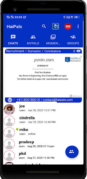 【图】HaiPals Messenger – Free Chat,Calls,Smart Payments(截图1)