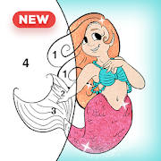 Mermaid Coloring – Glitter Mermaid color by number Mermaid Coloring – Glitter Mermaid color by number