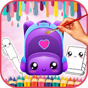 Cute Kawaii School Supplies Coloring Book Cute Kawaii School Supplies Coloring Book