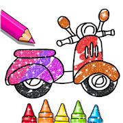 Vehicles Coloring Book Glitter