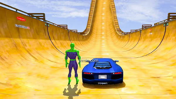 【图】Superhero Car: Mega Ramp Games(截图1)