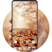 Maple leaves falling on autumn road theme Maple leaves falling on autumn road theme