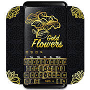 Gold Flowers Black Keyboard Gold Flowers Black Keyboard