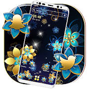 Golden Blue Flower Launcher Themes Golden Blue Flower Launcher Themes